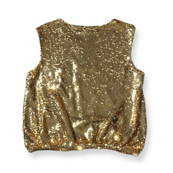 MARC NEW YORK Gold Sequin Sleeveless Holiday Party Top Size Medium New W/ Tags - Picture 4 of 8